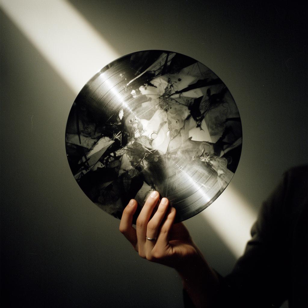An experimental vinyl held in light